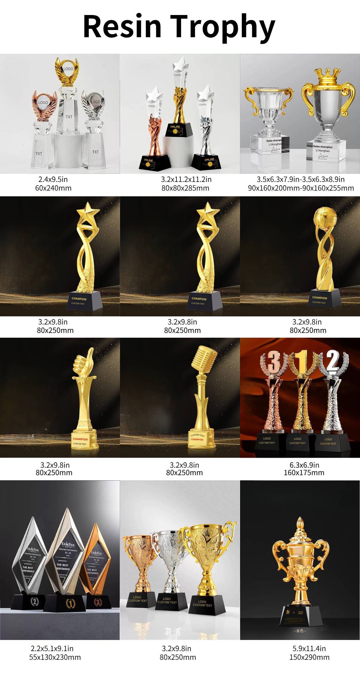 创意金属三角形奖杯1.4x6.3.x7.3英寸社会奖项奖杯立式金属水晶